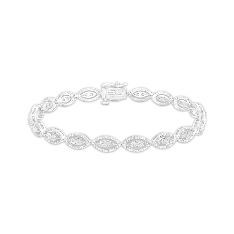 Multi-Diamond Marquise Link Bracelet 1/2 ct tw 10K White Gold 7.25"