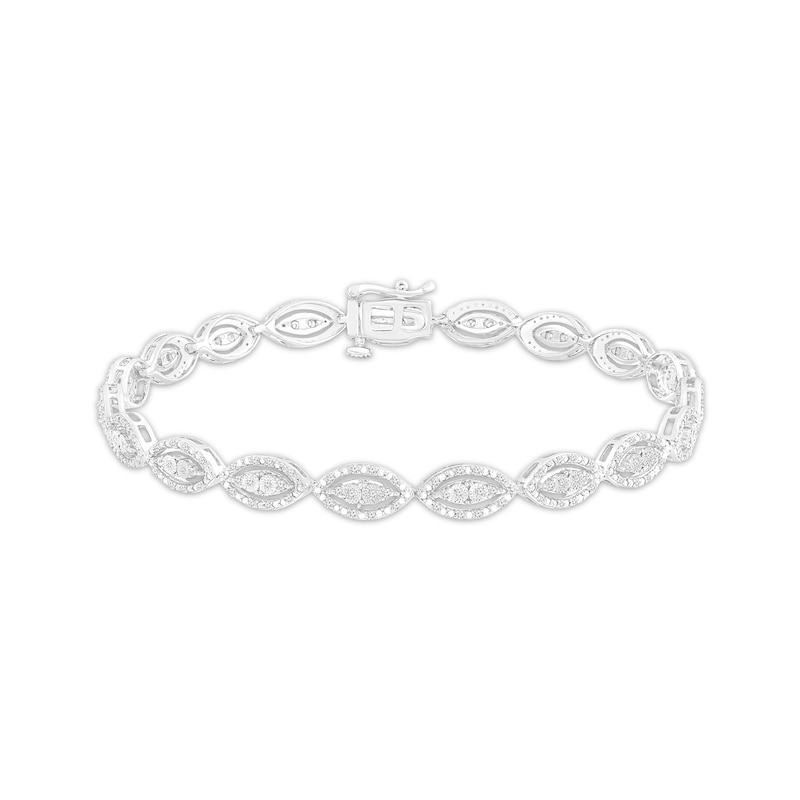 Main Image 1 of Multi-Diamond Marquise Link Bracelet 1/2 ct tw 10K White Gold 7.25&quot;