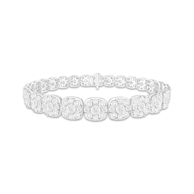 Main Image 1 of Multi-Diamond Cushion Link Bracelet 1/4 ct tw 10K White Gold 7.25&quot;
