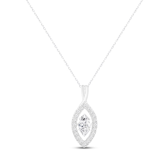Unstoppable Love Marquise-Cut Lab-Grown diamond Necklace 1-1/2 ct tw 14K White Gold 18”