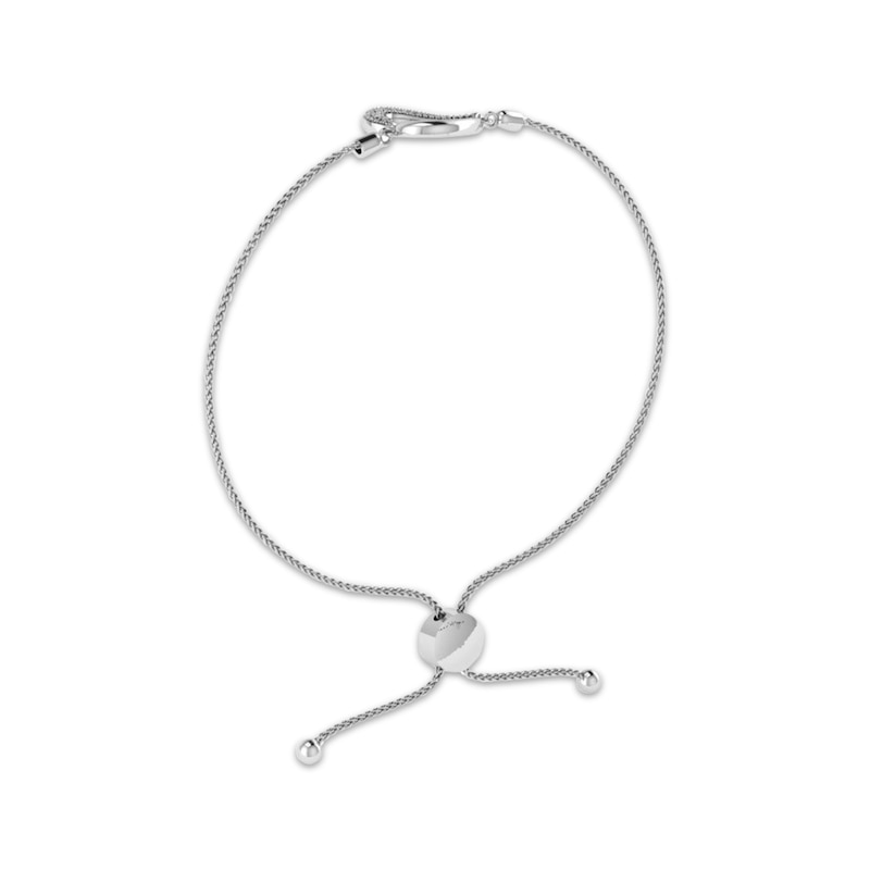 Main Image 2 of Diamond Accent Abstract Heart Bolo Bracelet Sterling Silver 9.5&quot;