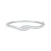 Thumbnail Image 1 of Baguette & Round-Cut Diamond Bypass Bangle Bracelet 1 ct tw 10K White Gold