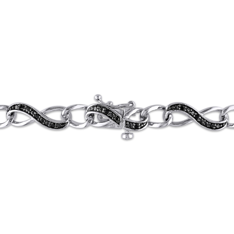 Round-Cut Black Diamond Infinity Bracelet 1/4 ct tw Sterling Silver 7”
