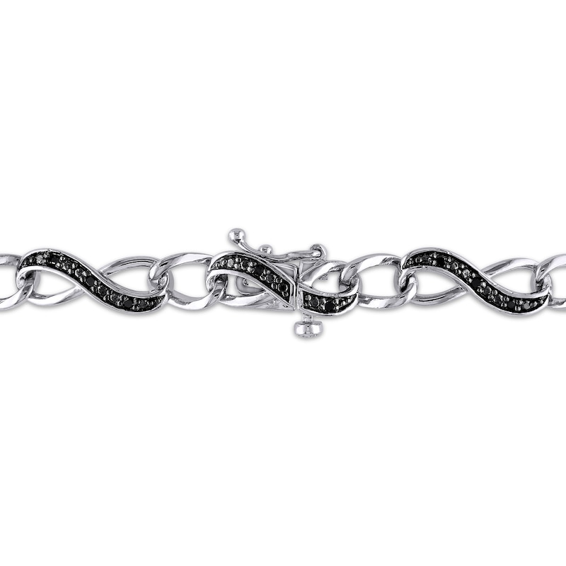Main Image 2 of Round-Cut Black Diamond Infinity Bracelet 1/4 ct tw Sterling Silver 7”