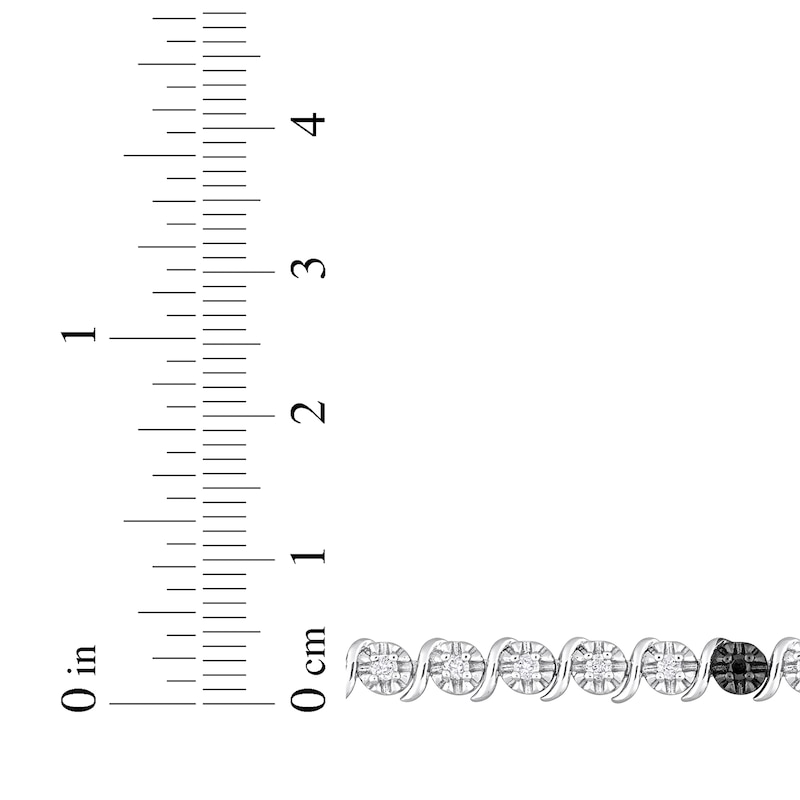 Main Image 3 of Round-Cut Black & White Diamond S-Link Tennis Bracelet 1 ct tw Sterling Silver 7.5”