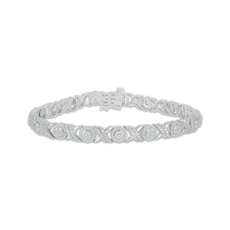 Round-Cut Diamond XO Link Tennis Bracelet 1 ct tw Sterling Silver 7.25”