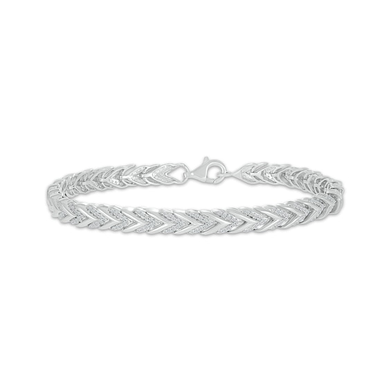 Round-Cut Diamond Chevron Tennis Bracelet 1 ct tw Sterling Silver 7.25”