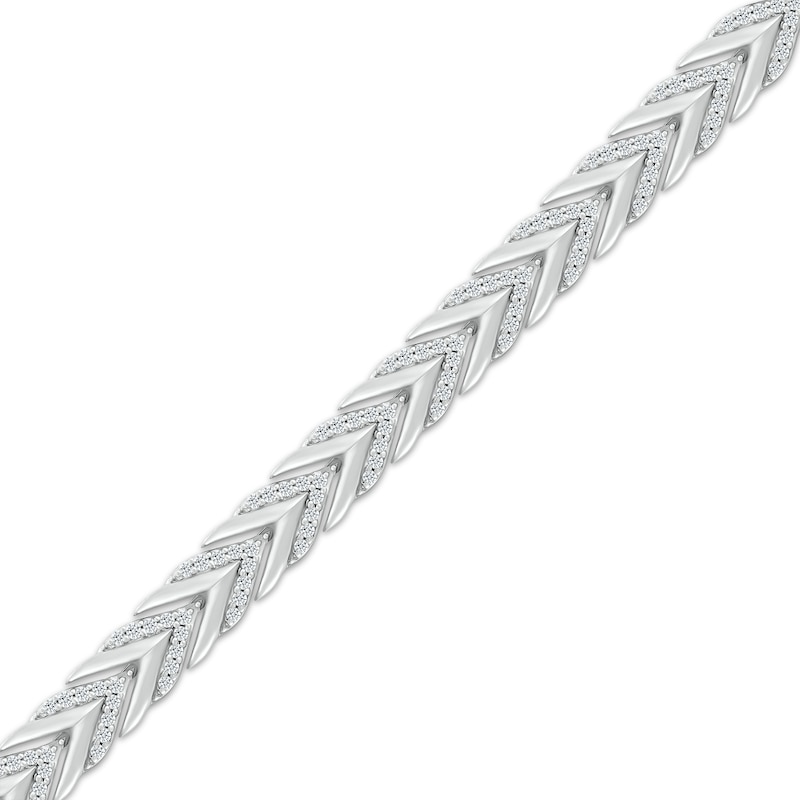 Main Image 2 of Round-Cut Diamond Chevron Tennis Bracelet 1 ct tw Sterling Silver 7.25”