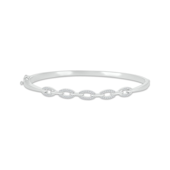 Round-Cut Diamond Chain Link Bangle Bracelet 1/4 ct tw Sterling Silver