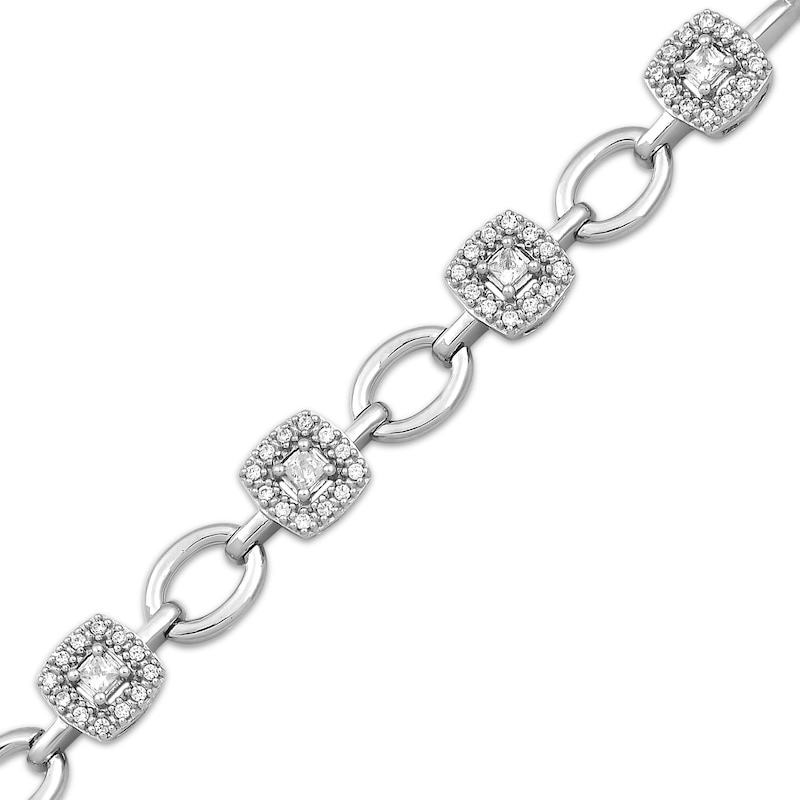 Main Image 2 of Princess & Round-Cut Diamond Link Tennis Bracelet 1/2 ct tw 10K White Gold 7.25“