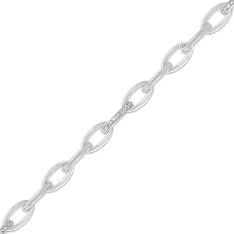 Main Image 2 of Diamond Oval Link Bracelet 1/10 ct tw Sterling Silver 7.25”
