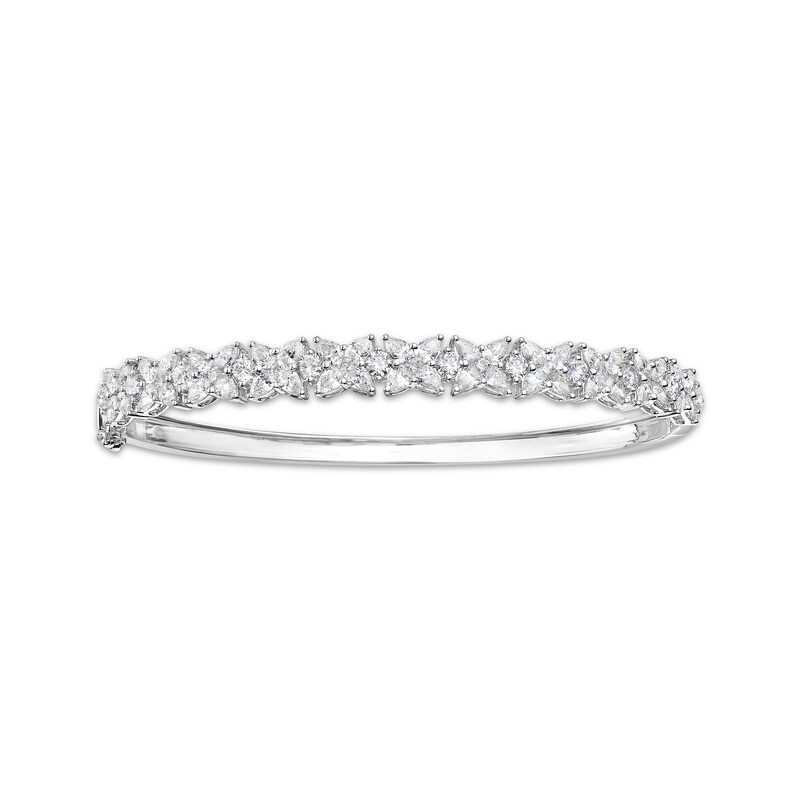 PearShaped Diamond Flower Bangle Bracelet 43/4 ct tw 14K White Gold Kay