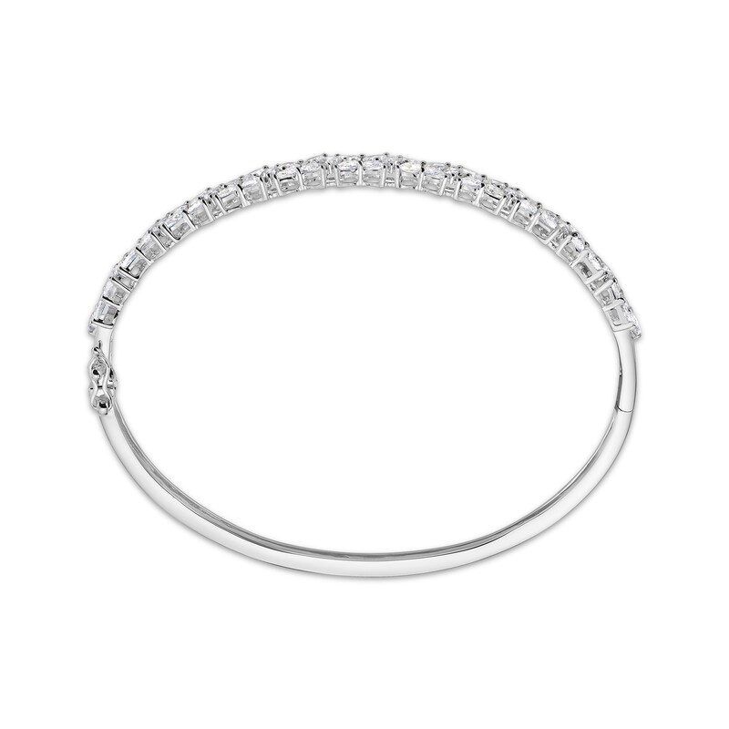 PearShaped Diamond Flower Bangle Bracelet 43/4 ct tw 14K White Gold Kay