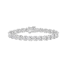 Marquise & Round-Cut Diamond Flower Tennis Bracelet 7 ct tw 14K White Gold 7&quot;