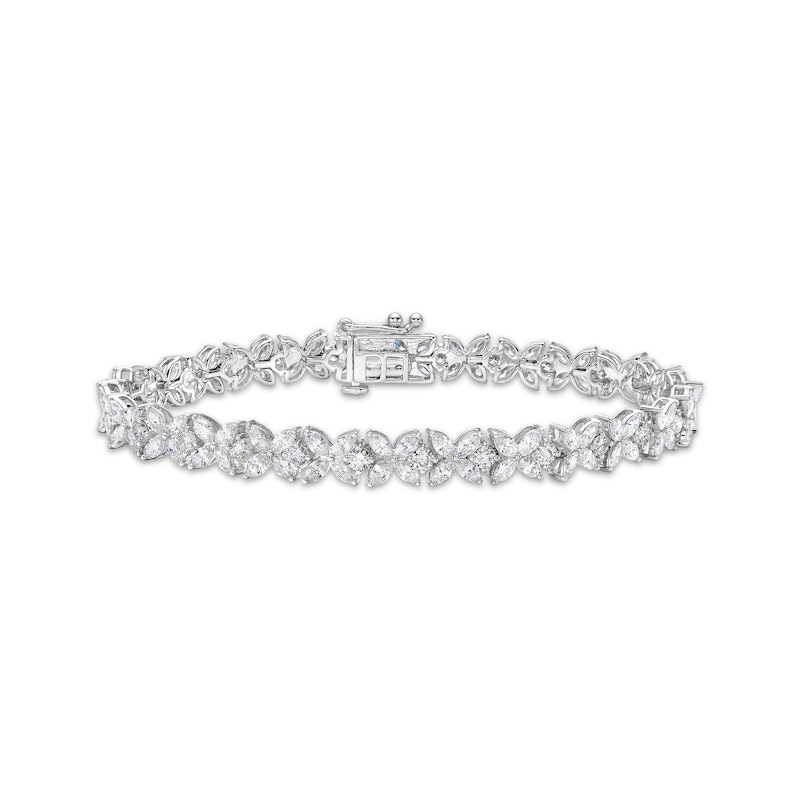 Marquise & Round-Cut Diamond Flower Tennis Bracelet 7 ct tw 14K White ...