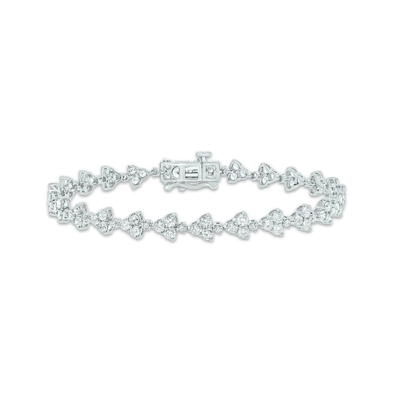 Diamond Cluster Link Tennis Bracelet 3-1/3 ct tw 14K White Gold 7”