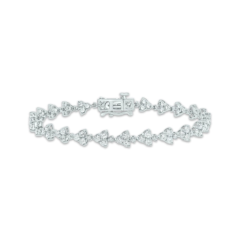 Main Image 1 of Diamond Cluster Link Tennis Bracelet 3-1/3 ct tw 14K White Gold 7”