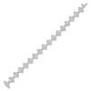 Thumbnail Image 1 of Asscher-Cut Diamond Clover Link Tennis Bracelet 6-3/4 ct tw 14K White Gold 7"