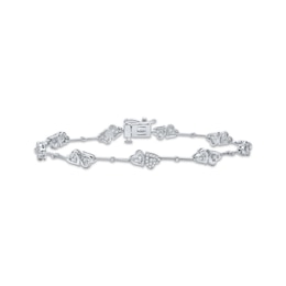 Diamond Opposite Hearts Bracelet 1/4 ct tw Sterling Silver 7"