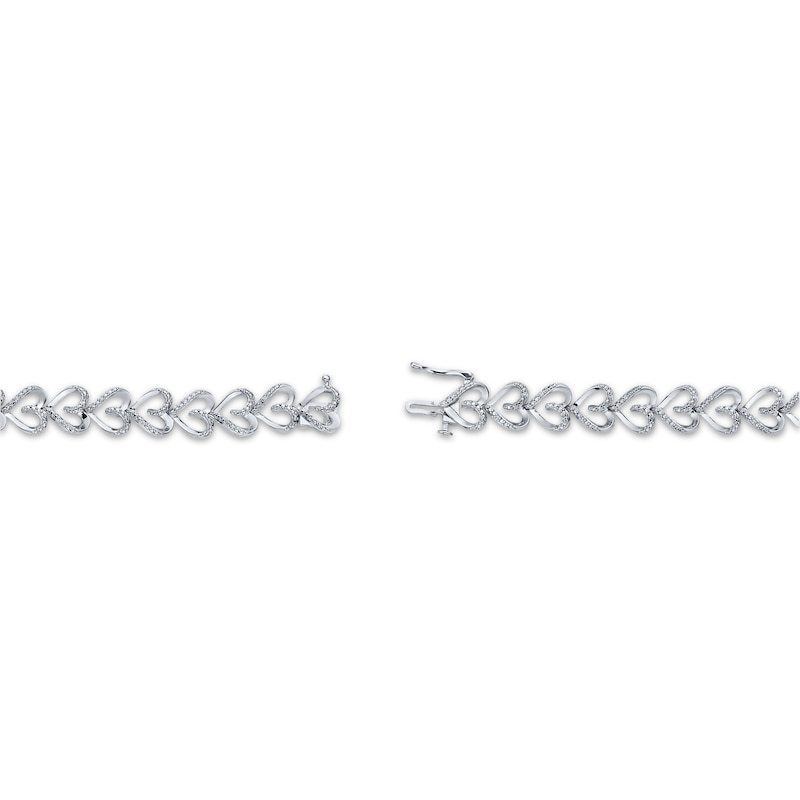 Main Image 3 of Diamond Sideways Heart Link Bracelet 1/10 ct tw Sterling Silver 7&quot;