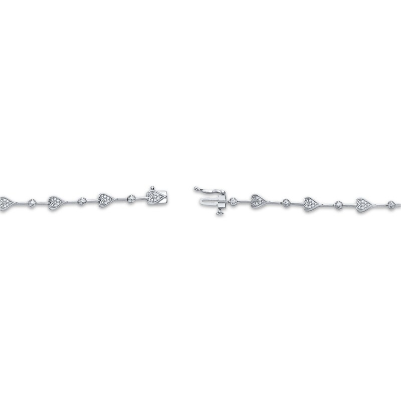 Main Image 3 of Diamond Heart Station Bracelet 1/4 ct tw Sterling Silver 7&quot;