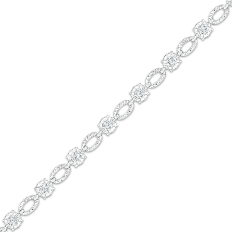 Main Image 2 of Multi-Diamond Round & Oval Link Bracelet 1/2 ct tw Sterling Silver 7.25"