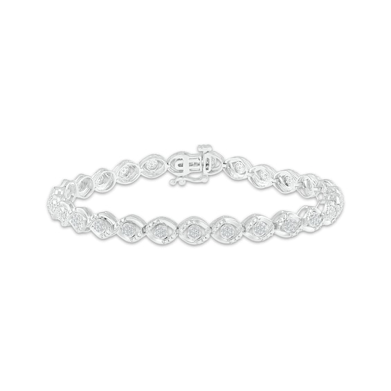 Multi-Diamond Eye Link Bracelet 1/2 ct tw Sterling Silver 7.25"