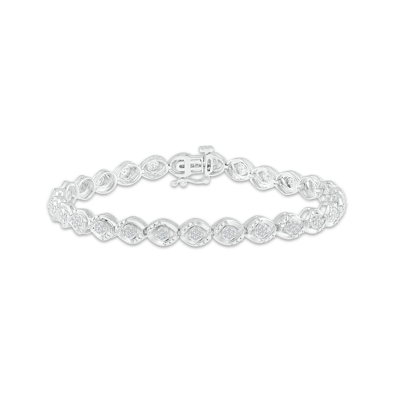Main Image 1 of Multi-Diamond Eye Link Bracelet 1/2 ct tw Sterling Silver 7.25&quot;