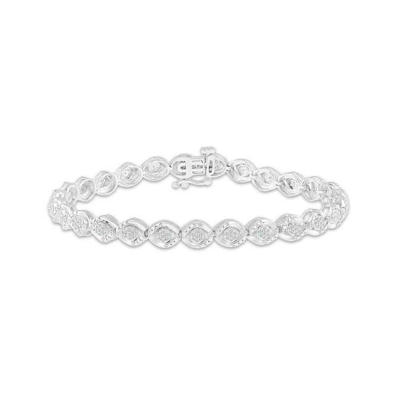 Multi-Diamond Eye Link Bracelet 1/2 ct tw Sterling Silver 7.25