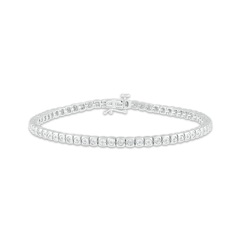 Diamond Square-Link Tennis Bracelet 1/4 ct tw Sterling Silver 7