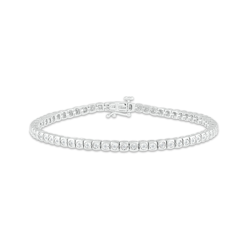 Diamond Square-Link Tennis Bracelet 1/4 ct tw Sterling Silver 7"