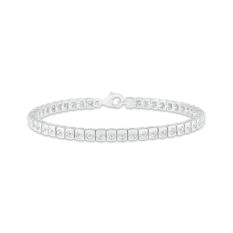 Main Image 1 of Diamond Square-Link Tennis Bracelet 1/2 ct tw Sterling Silver 7.5&quot;