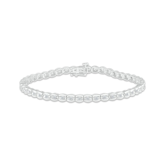 Diamond Scalloped Tennis Bracelet 1 ct tw 10K White Gold 7.25"
