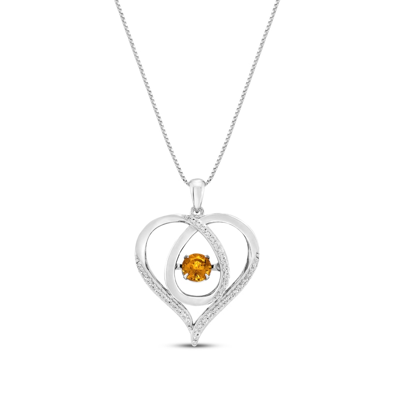 Unstoppable Love Citrine & White Lab-Created Sapphire Heart Loop Necklace Sterling Silver 18"