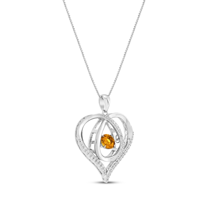 Unstoppable Love Citrine & White Lab-Created Sapphire Heart Loop Necklace Sterling Silver 18"