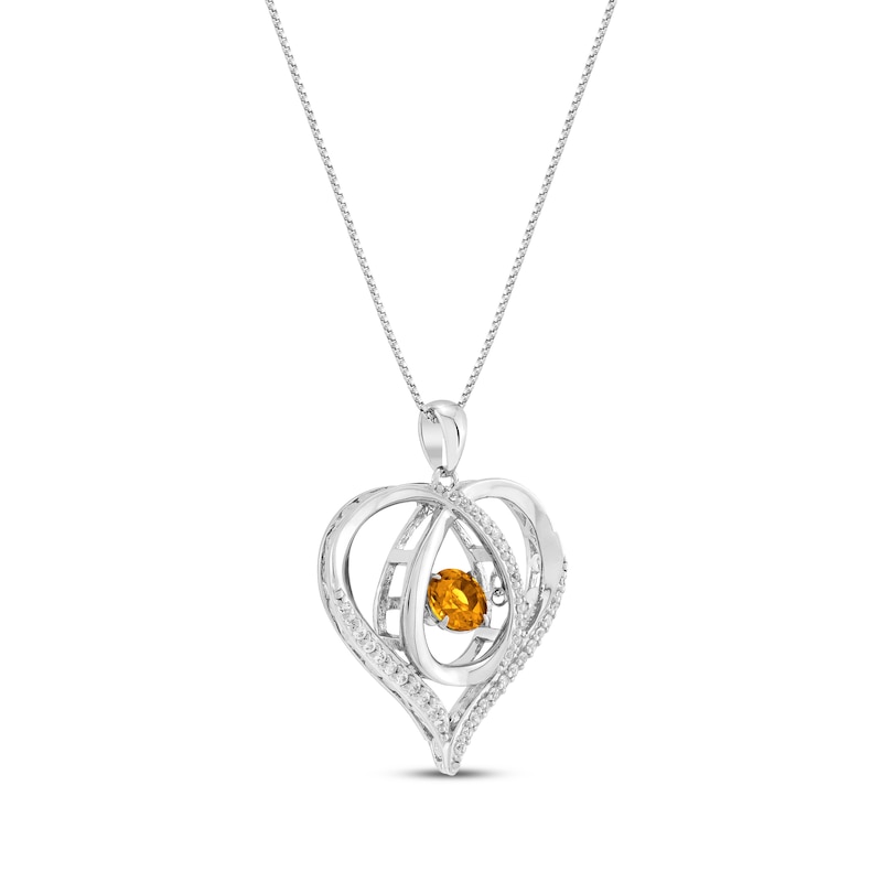 Main Image 2 of Unstoppable Love Citrine & White Lab-Created Sapphire Heart Loop Necklace Sterling Silver 18&quot;