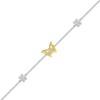 Thumbnail Image 2 of Diamond Butterfly & Flower Bracelet 1/15 ct tw Sterling Silver & 10K Yellow Gold 7.5&quot;