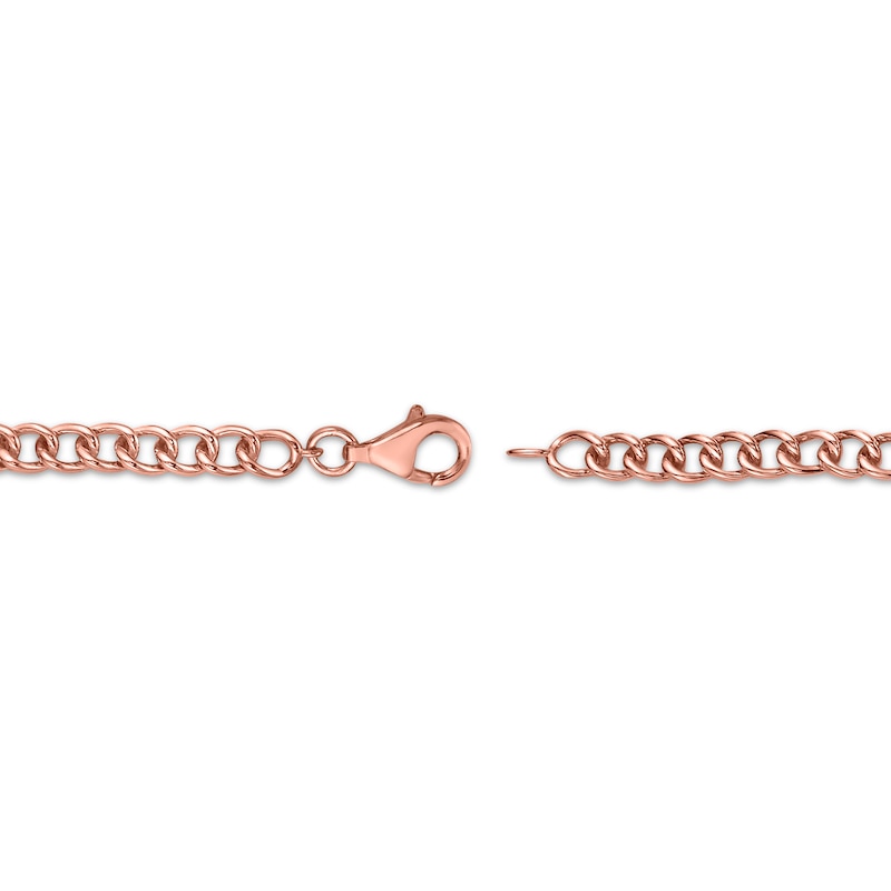 Main Image 2 of Diamond Heart Disc Cuban Curb Chain Bracelet 1/4 ct tw 10K Rose Gold 7"