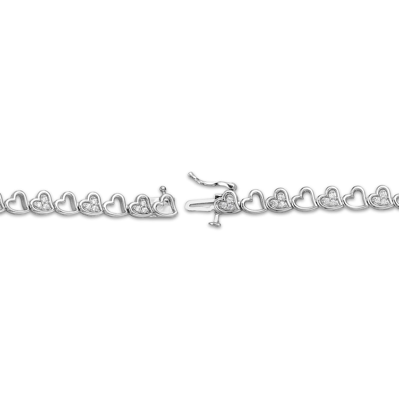 Main Image 2 of Diamond Stacked Tilted Hearts Link Bracelet 1/2 ct tw Sterling Silver 7&quot;