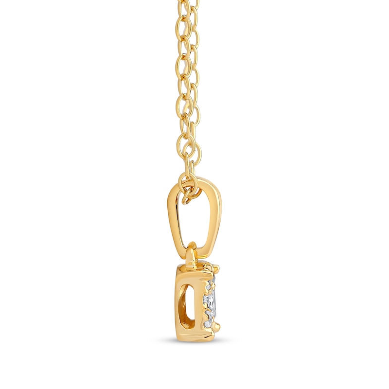 Main Image 2 of Diamond Halo Necklace 1/10 ct tw 10K Yellow Gold 18&quot;