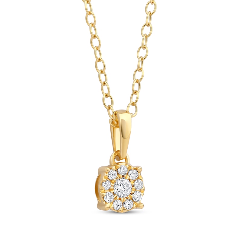Main Image 3 of Diamond Halo Necklace 1/10 ct tw 10K Yellow Gold 18&quot;