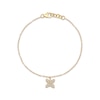 Thumbnail Image 1 of Baguette & Round-Cut Diamond Butterfly Drop Chain Bracelet 1/6 ct tw 10K Yellow Gold 7&quot;