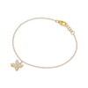 Thumbnail Image 2 of Baguette & Round-Cut Diamond Butterfly Drop Chain Bracelet 1/6 ct tw 10K Yellow Gold 7&quot;