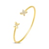 Thumbnail Image 2 of Baguette & Round-Cut Diamond Butterfly Cuff Bracelet 1/5 ct tw 10K Yellow Gold