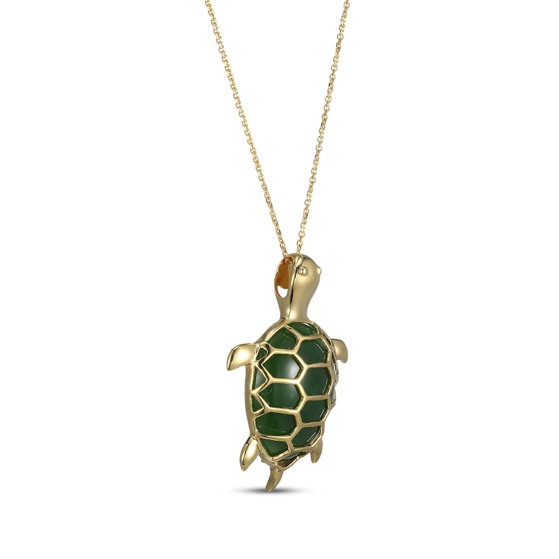Main Image 2 of Jade Turtle Necklace 14K Yellow Gold 18&quot;