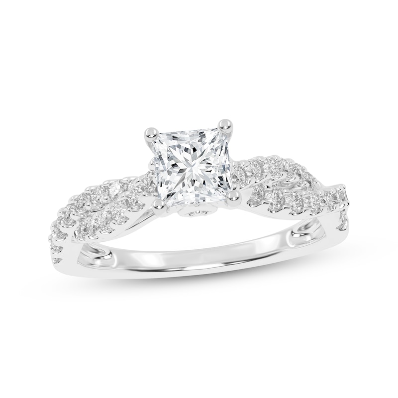 Main Image 1 of Now + Forever Lab-Grown Diamonds Princess-Cut Twist Engagement Ring 1 ct tw 14K White Gold