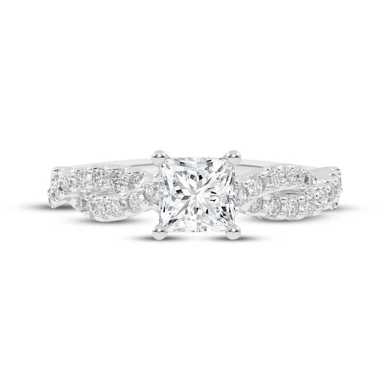 Main Image 3 of Now + Forever Lab-Grown Diamonds Princess-Cut Twist Engagement Ring 1 ct tw 14K White Gold