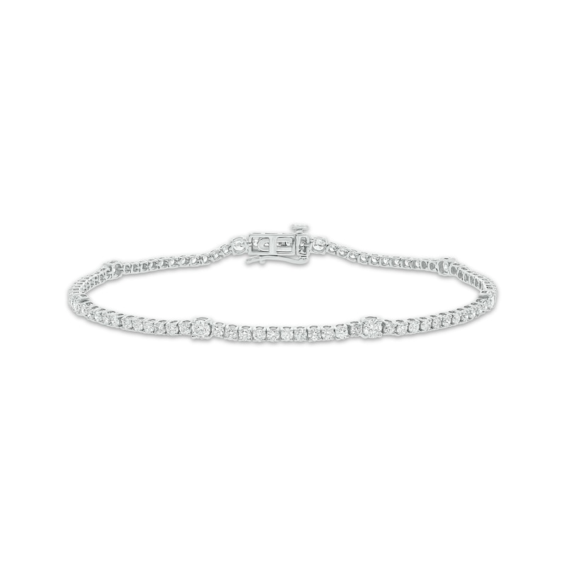 Diamond Station Tennis Bracelet 2-1/3 ct tw 14K White Gold 7