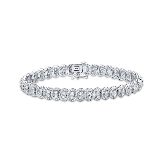 Diamond Overlapping Oval Link Tennis Bracelet 5 ct tw 10K White Gold 7"