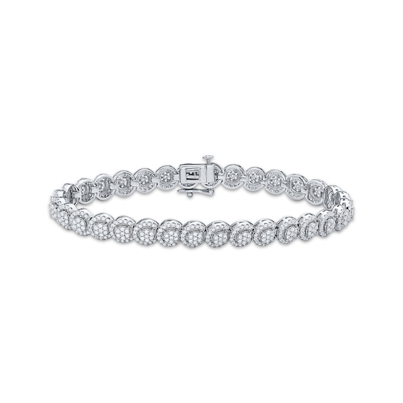 Diamond Overlapping Round Link Tennis Bracelet 3 ct tw 10K White Gold 7"